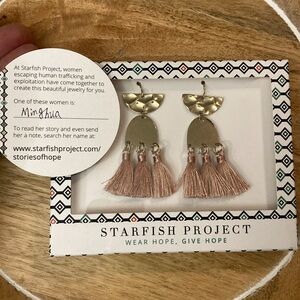 5/$25 Starfish Project dangle tassel Earrings NEW Goldtone & dusty pink tassels
